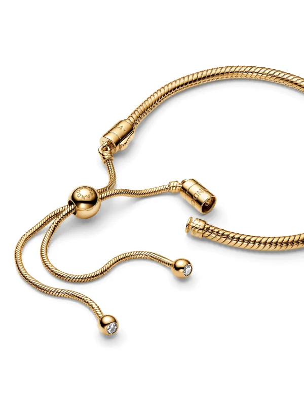 (image for) PANDORA Snake Chain Slider Bracelet 563580C01 | 14k Gold… - View 4