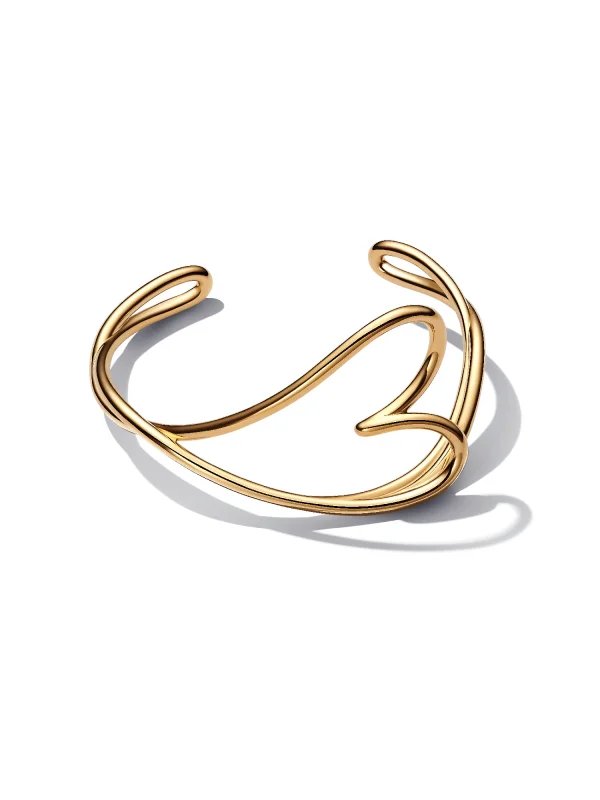 (image for) PANDORA Heart Shaped Bracelet 563808C00 | Gold-Plated Bangle - View 4