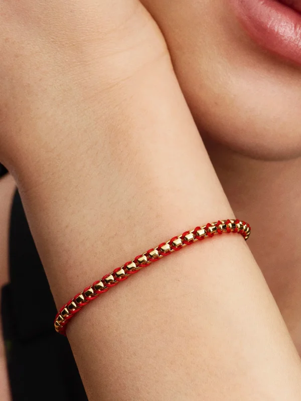 (image for) Pandora Red Cord Snake Chain Bracelet - 563816C01 - View 2