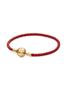 (image for) PANDORA Red Woven Bracelet 568777C01 Leather
