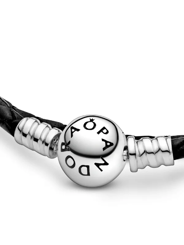 (image for) PANDORA Bracelet Collection: Double Black Leather 590745CBK - View 6