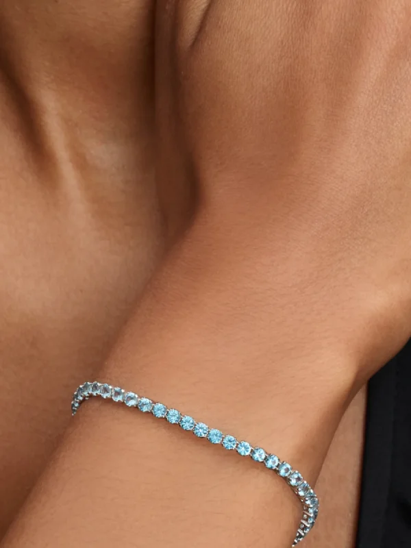 (image for) Pandora Sparkling Light Blue Tennis Bracelet - 591469C03 - View 2