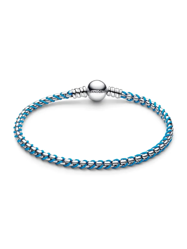 (image for) Pandora Blue Cord Snake Chain Bracelet - 593816C01 - View 4