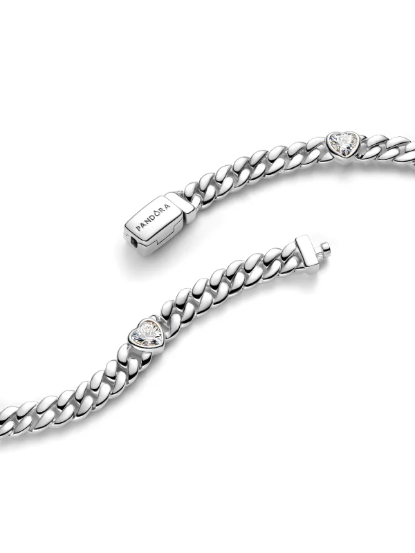 (image for) Pandora Heart Cuban Chain Bracelet - 594226C01 - View 3
