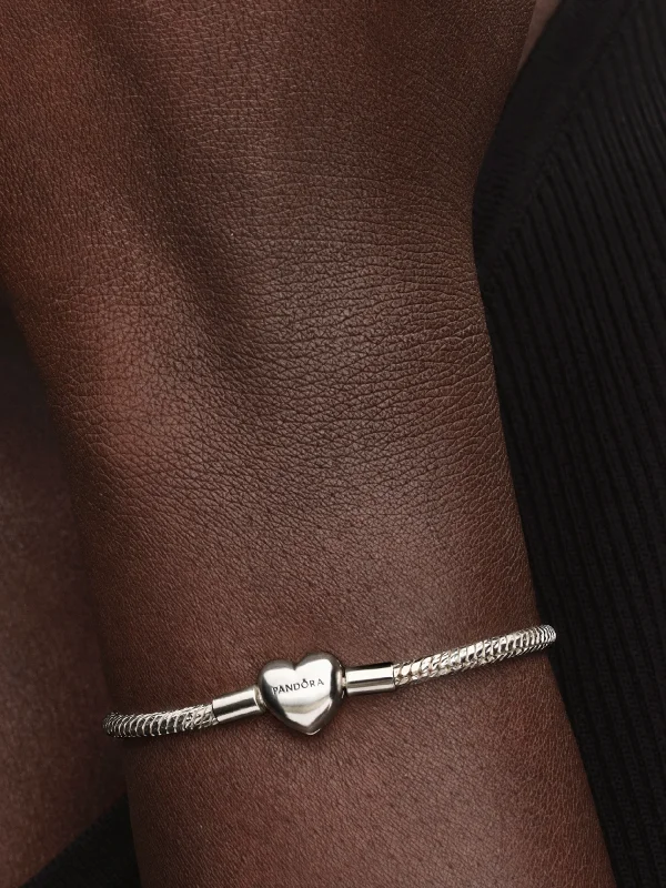 (image for) Pandora Heart Clasp Faceted Snake Chain Bracelet - 594236C00 - View 2