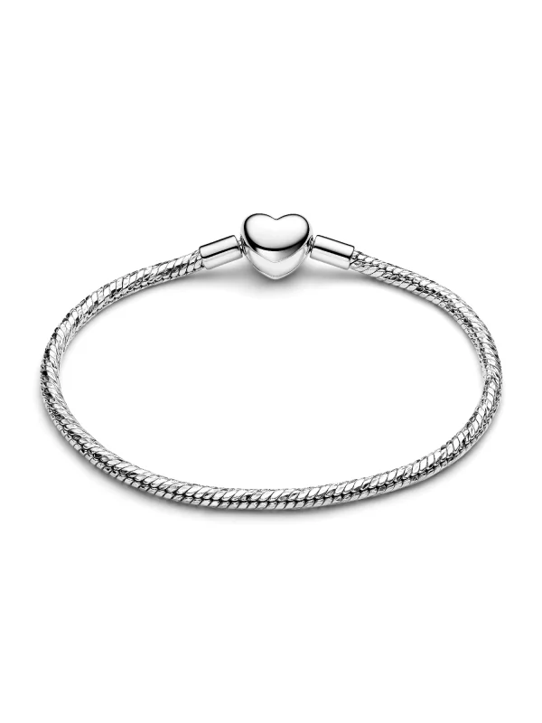 (image for) Pandora Heart Clasp Faceted Snake Chain Bracelet - 594236C00 - View 3