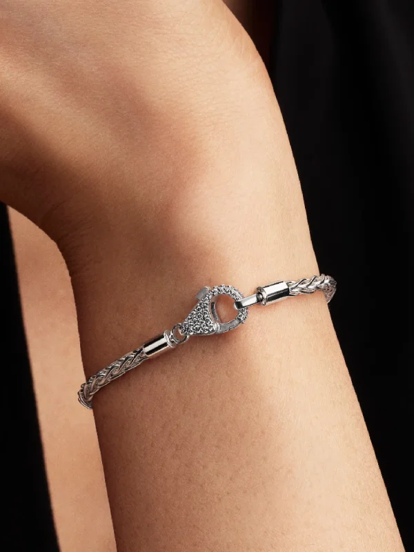 (image for) Pandora Pavé Clasp Foxtail Chain Charm Bracelet - 594462C01 - View 2