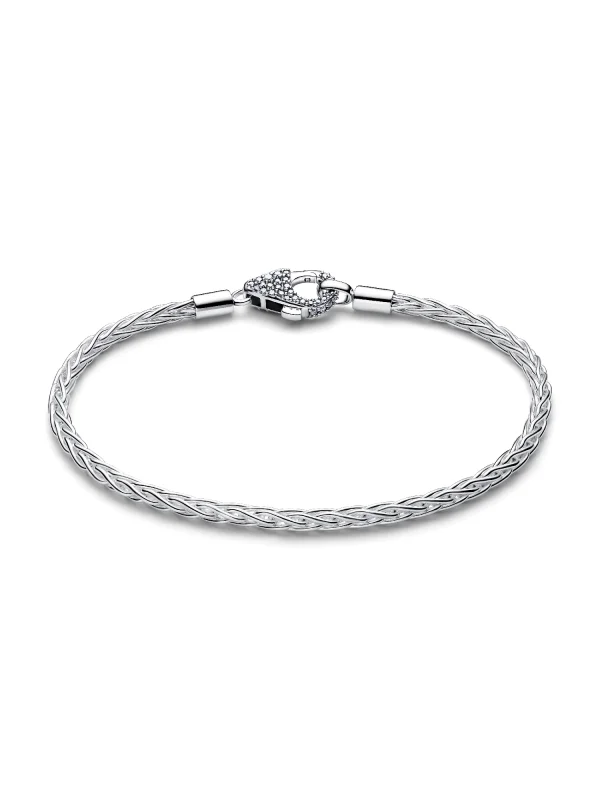 (image for) Pandora Pavé Clasp Foxtail Chain Charm Bracelet - 594462C01 - View 4
