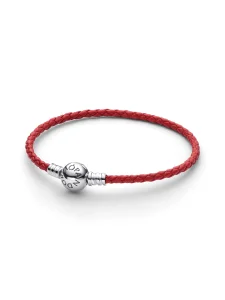 (image for) Pandora Red Braided Leather Bracelet - 594558C01