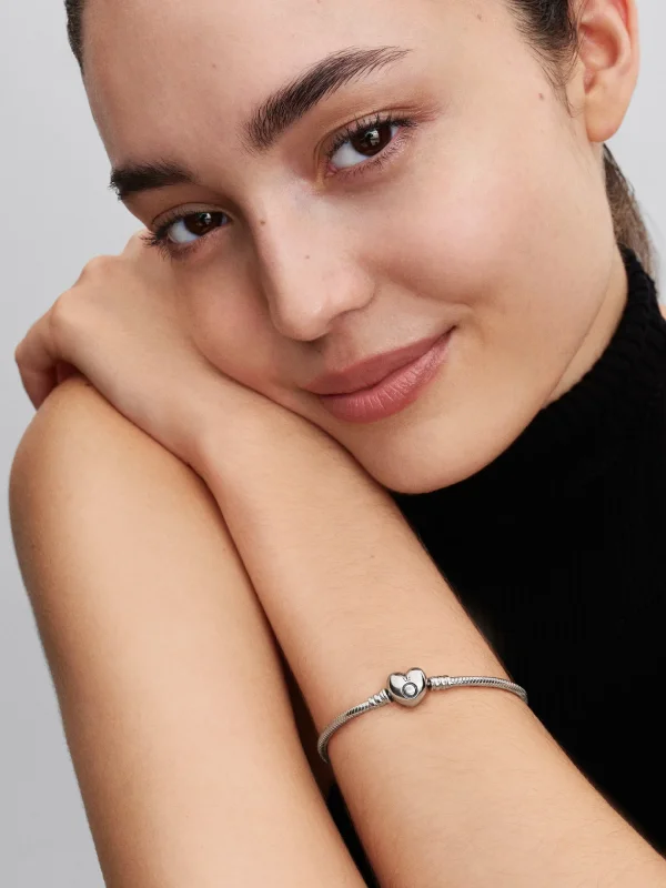 (image for) Pandora Moments Heart & Snake Chain Bracelet - 594594C00 - View 3