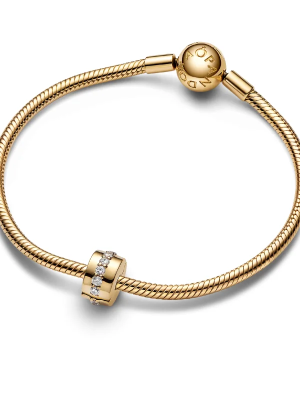 (image for) PANDORA Clear Sparkling Row Clip Charm 761972C01 | 14k… - View 4