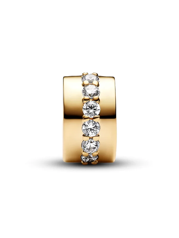 (image for) PANDORA Clear Sparkling Row Clip Charm 761972C01 | 14k… - View 6