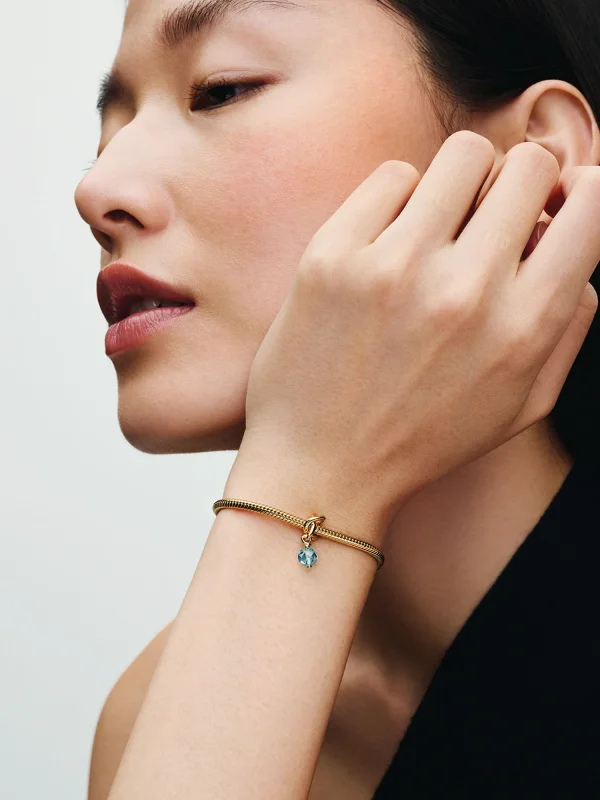 (image for) Pandora Faceted Sea Aqua Blue Eternity Circle Dangle Charm - 763462C03 - View 3