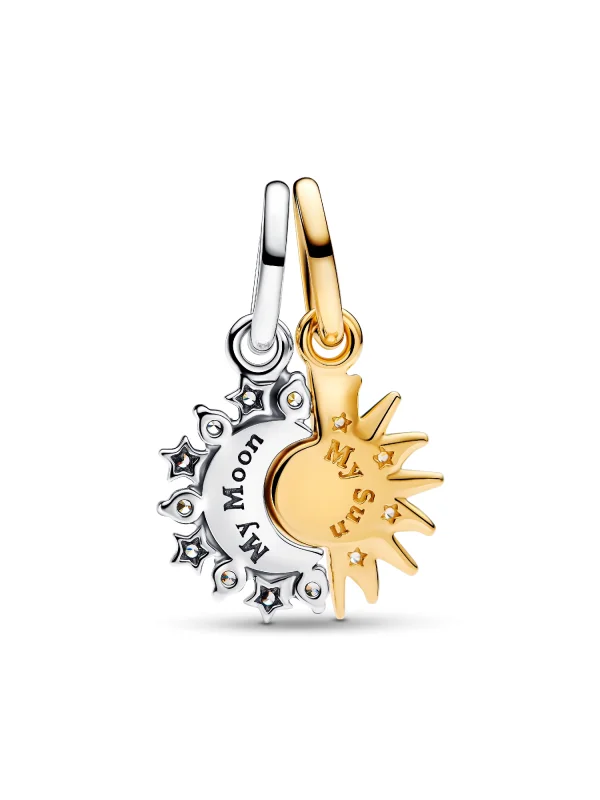 (image for) PANDORA Moon and Sun Charm 763585C01 | 14k Gold Plating - View 4