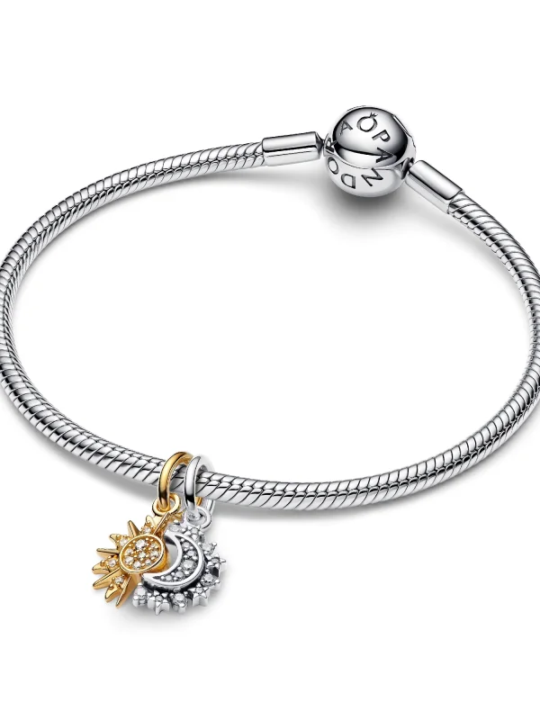 (image for) PANDORA Moon and Sun Charm 763585C01 | 14k Gold Plating - View 6