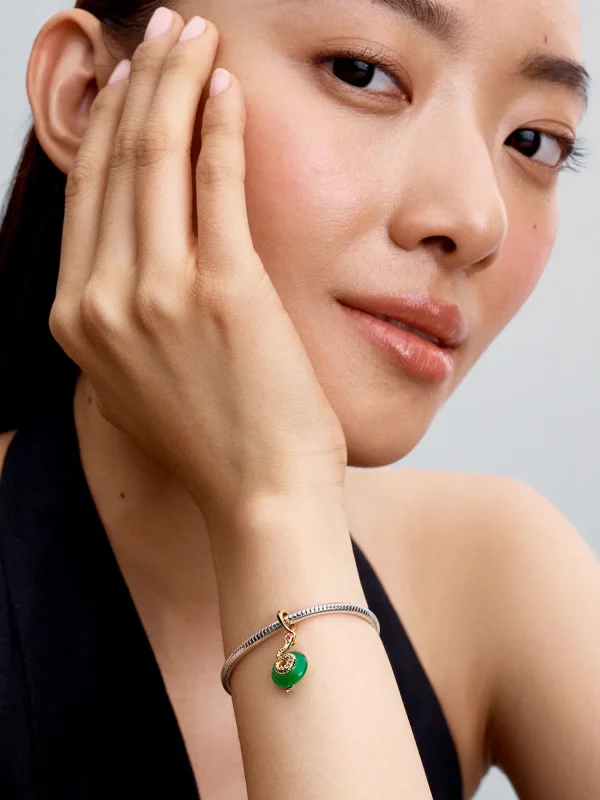 (image for) Pandora Snake Green Murano Glass Dangle Charm - 763617C01 - View 3