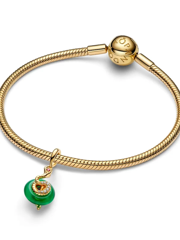 (image for) Pandora Snake Green Murano Glass Dangle Charm - 763617C01 - View 4