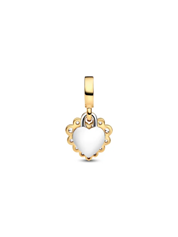 (image for) Pandora Sparkling Heart Double Dangle Charm - 763765C01 - View 4