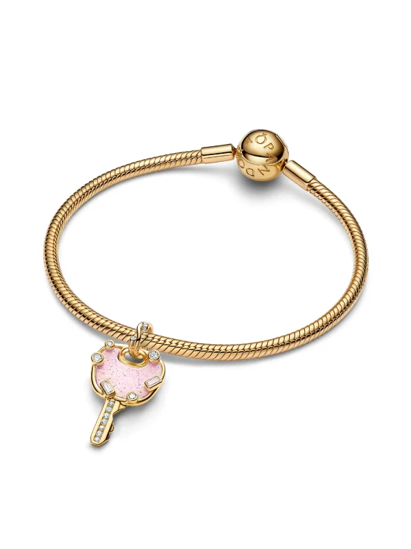 (image for) Pandora Opalescent Pink Love Key Large Dangle Charm - 764349C01 - View 5
