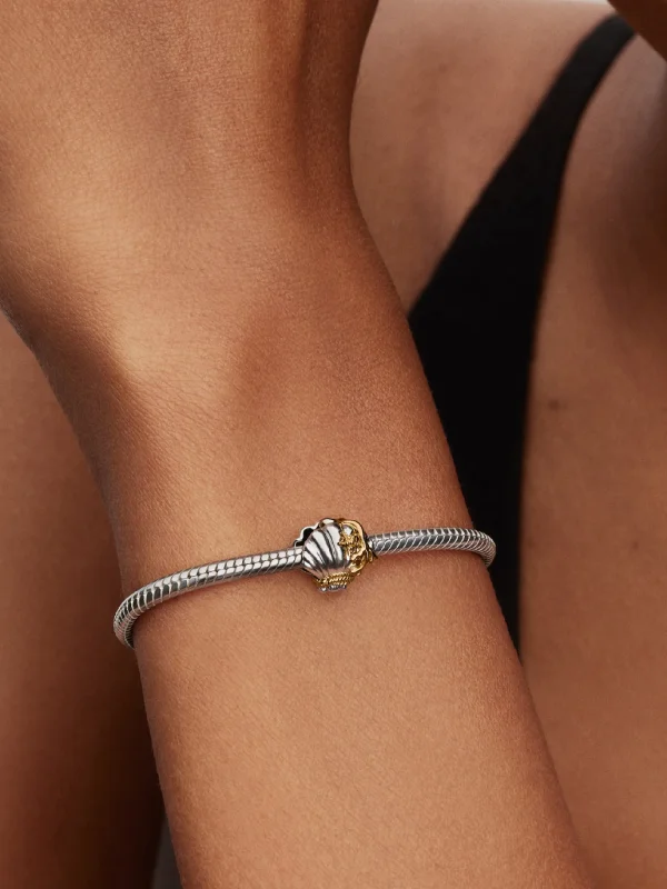(image for) PANDORA Ariel Shell Charm: Lab-Grown Diamond Two-Tone Charm - View 2