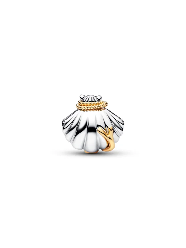 (image for) PANDORA Ariel Shell Charm: Lab-Grown Diamond Two-Tone Charm - View 4