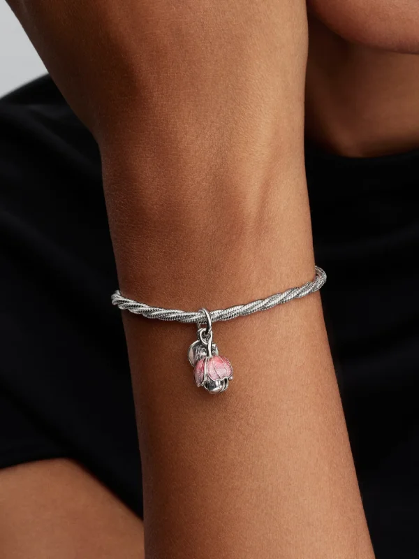 (image for) Pandora Two-Tone Blooming Flower Dangle Charm - 764453C01 - View 2
