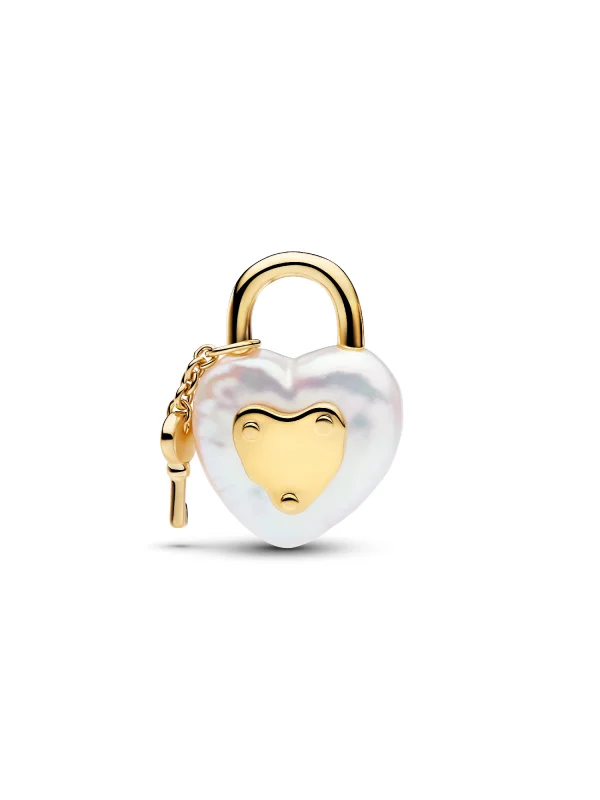 (image for) Pandora Treated Freshwater Cultured Baroque Pearl Padlock Dangle Charm - 764615C - View 5