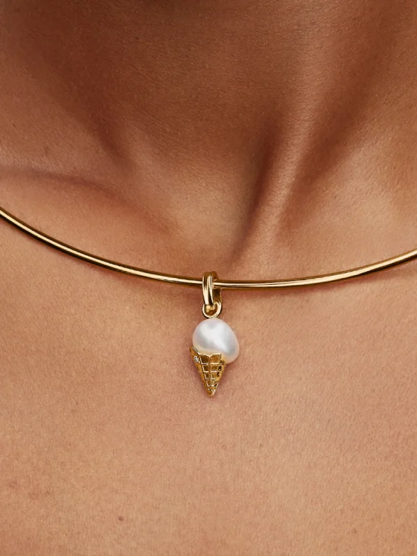 (image for) Pandora Treated Freshwater Cultured Baroque Pearl Ice Cream Dangle Charm - 76462 - View 2