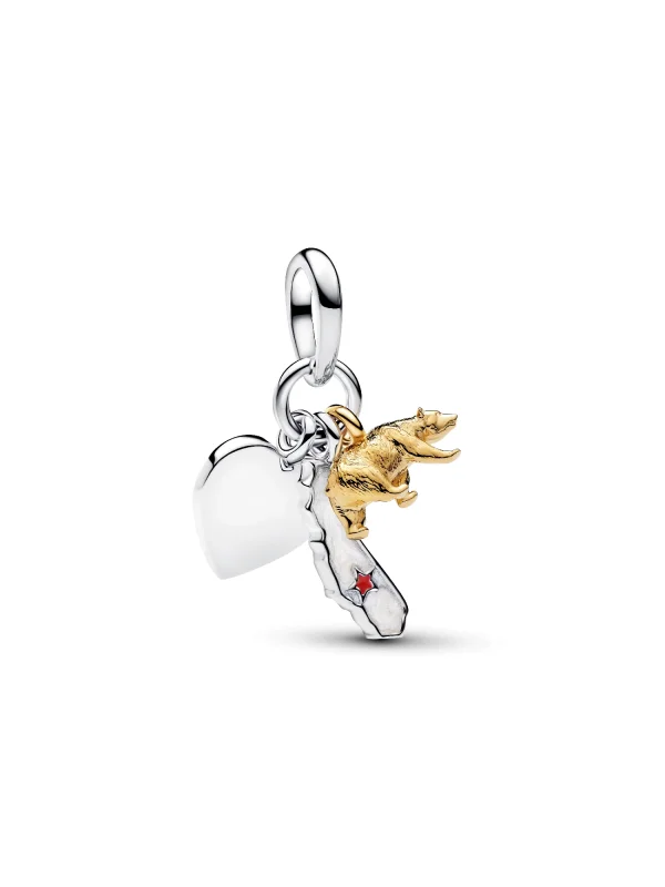 (image for) California PANDORA Charm 764921C01 | Gold & Silver Dangle - View 2