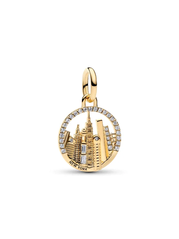 (image for) New PANDORA New York Skyline Charm 764923C01 14k Gold Plated - View 2
