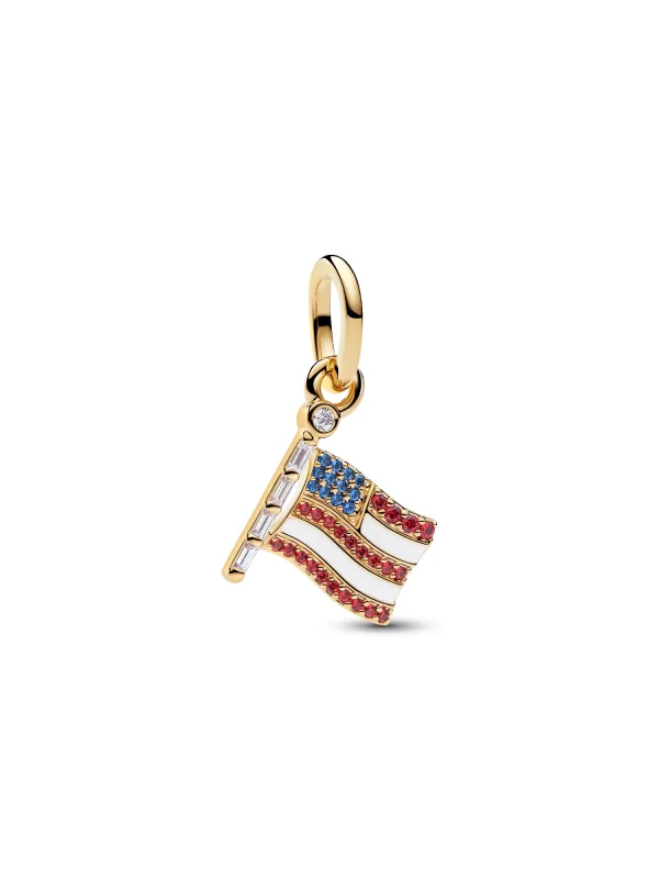 (image for) PANDORA American Flag Charm 764926C01 | 14k Gold Plated - View 2