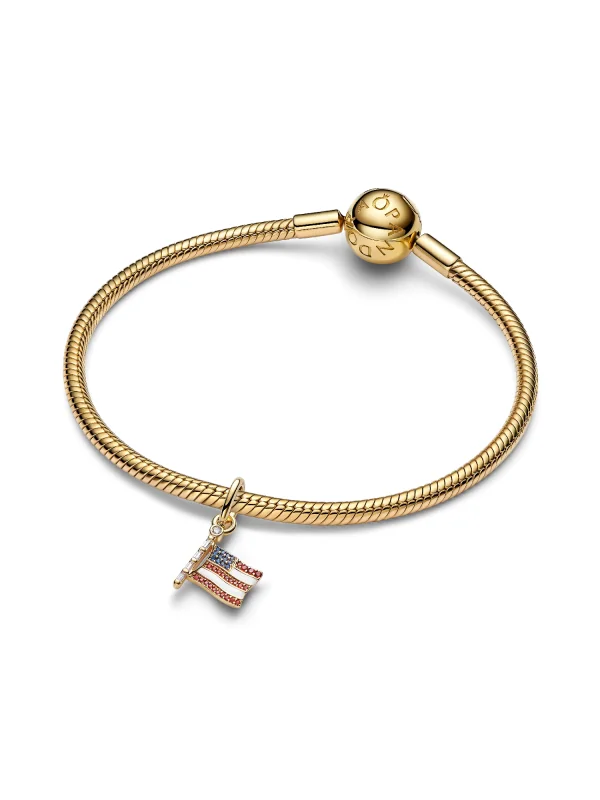 (image for) PANDORA American Flag Charm 764926C01 | 14k Gold Plated - View 3