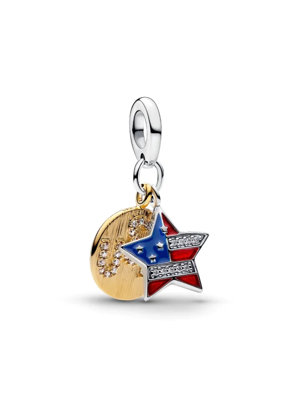 (image for) Pandora USA Flag Star Double Dangle Charm - 764930C01 - View 2