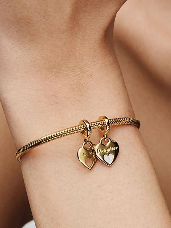 (image for) PANDORA Double Heart Split Dangle Charm 769187C01 | 14k… - View 2