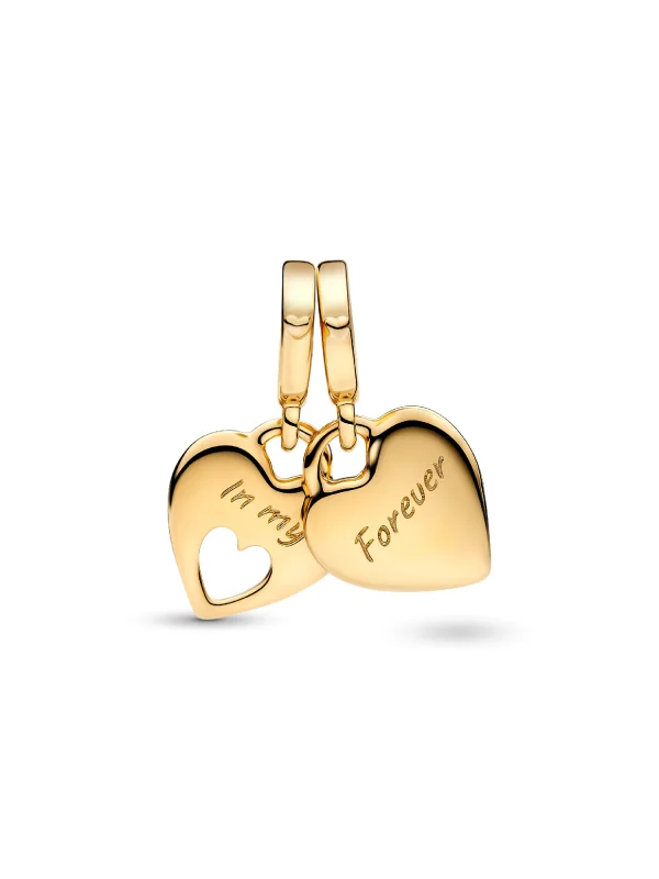 (image for) PANDORA Double Heart Split Dangle Charm 769187C01 | 14k… - View 6