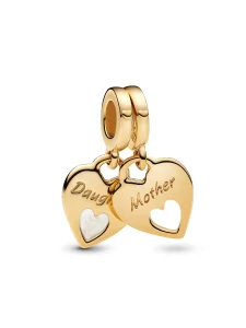 (image for) PANDORA Double Heart Split Dangle Charm 769187C01 | 14k…