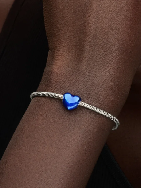 (image for) Pandora Metallic Blue Heart Charm - 793337C05 - View 2