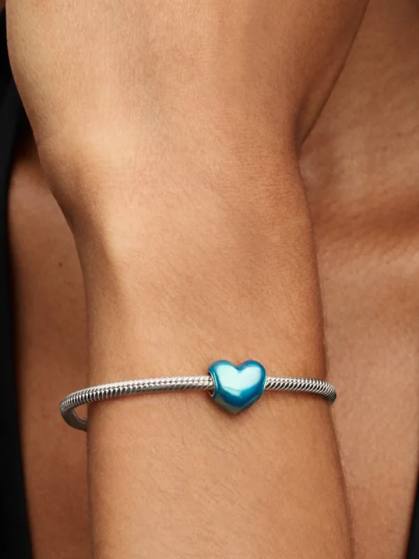 (image for) PANDORA Sky Charm 793337C06 Metallic Blue Heart Charm - View 2