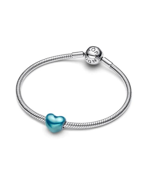 (image for) PANDORA Sky Charm 793337C06 Metallic Blue Heart Charm - View 6