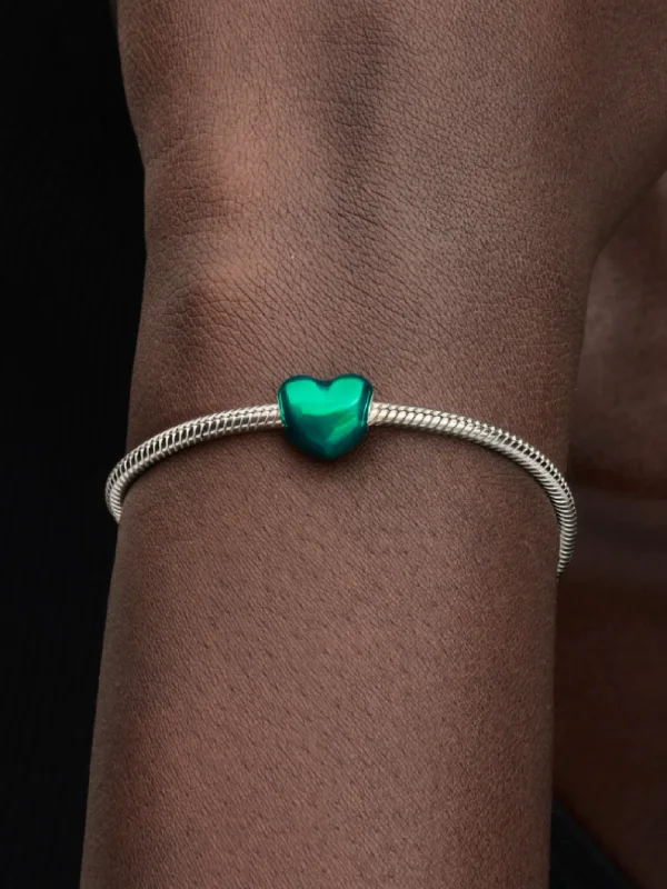 (image for) Pandora Metallic Green Heart Charm - 793337C07 - View 2