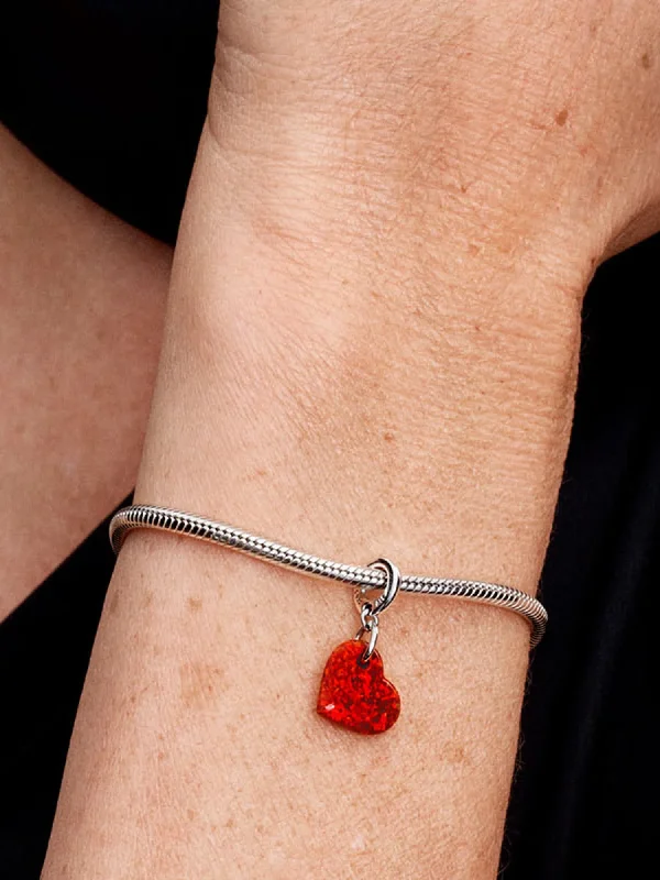 (image for) Opalescent PANDORA Charm 793348C01 Red Heart Sterling Silver - View 2