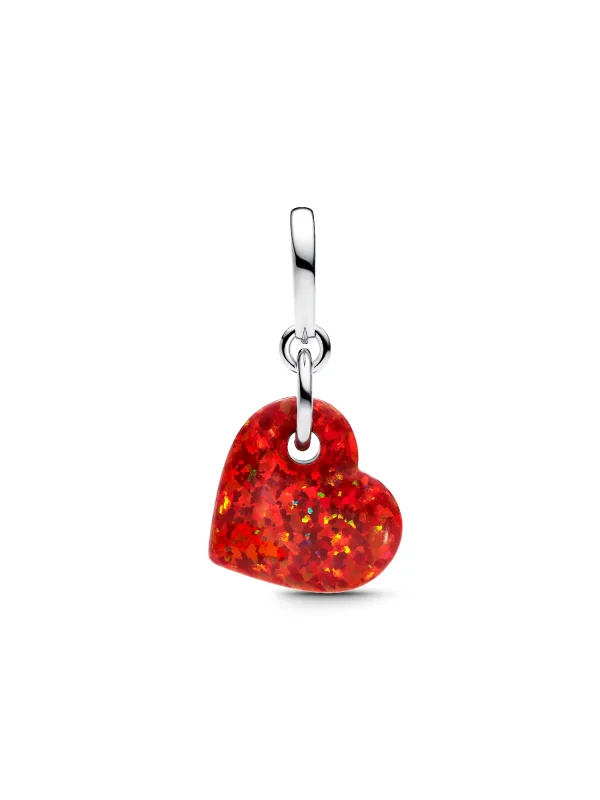(image for) Opalescent PANDORA Charm 793348C01 Red Heart Sterling Silver - View 4