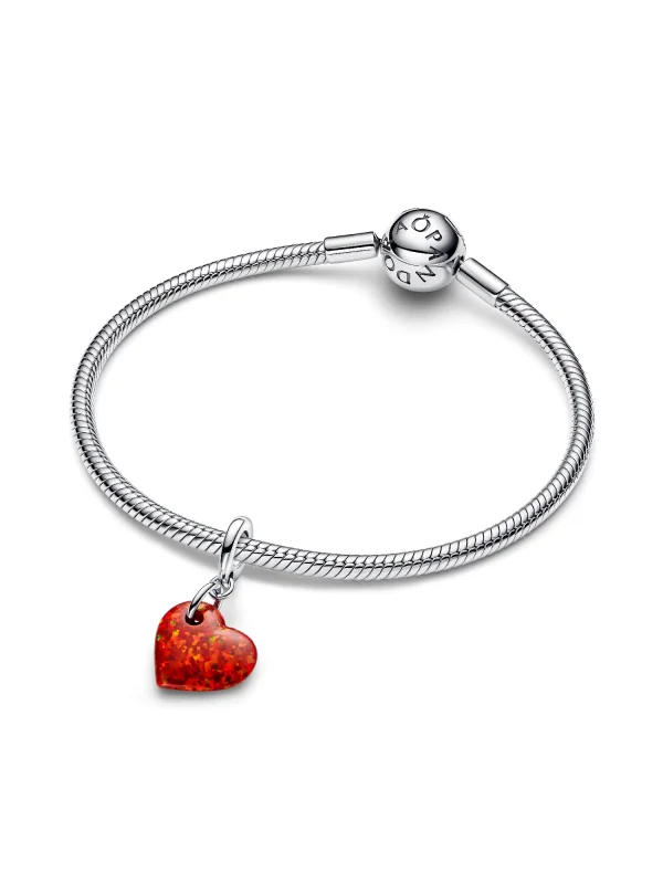 (image for) Opalescent PANDORA Charm 793348C01 Red Heart Sterling Silver - View 6