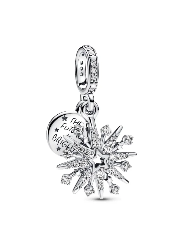 (image for) Pandora Sparkling Firework Double Dangle Charm - 793512C01 - View 2