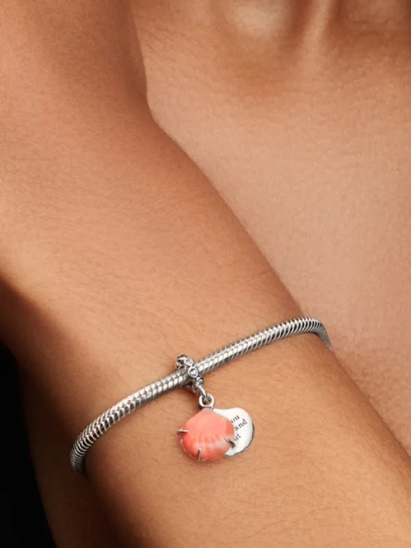 (image for) Pandora Coral-colored Shell Double Dangle Charm - 793821C01 - View 2