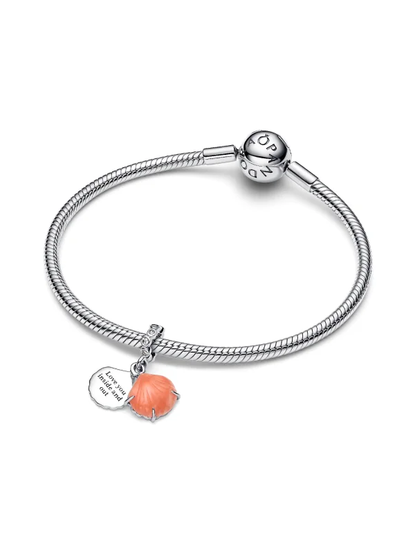 (image for) Pandora Coral-colored Shell Double Dangle Charm - 793821C01 - View 4