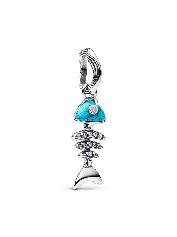 (image for) Pandora Turquoise-colored Fishbone Dangle Charm - 793894C01 - View 2