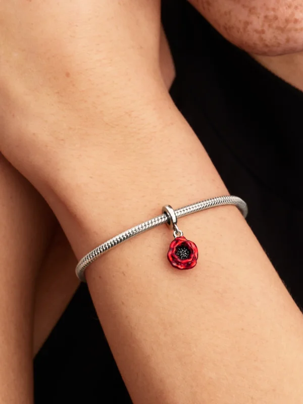 (image for) Pandora Red Flower Dangle Charm - 793917C01 - View 2