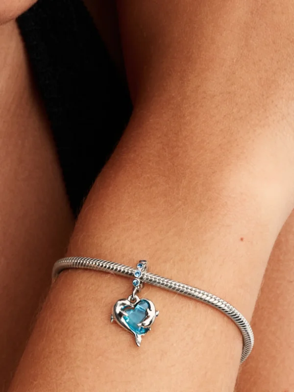 (image for) Blue Murano PANDORA Charms: Dolphin Dangle Charm 793924C01 - View 2