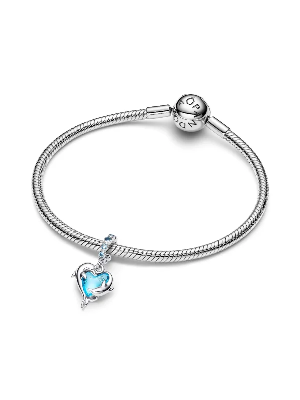 (image for) Blue Murano PANDORA Charms: Dolphin Dangle Charm 793924C01 - View 4